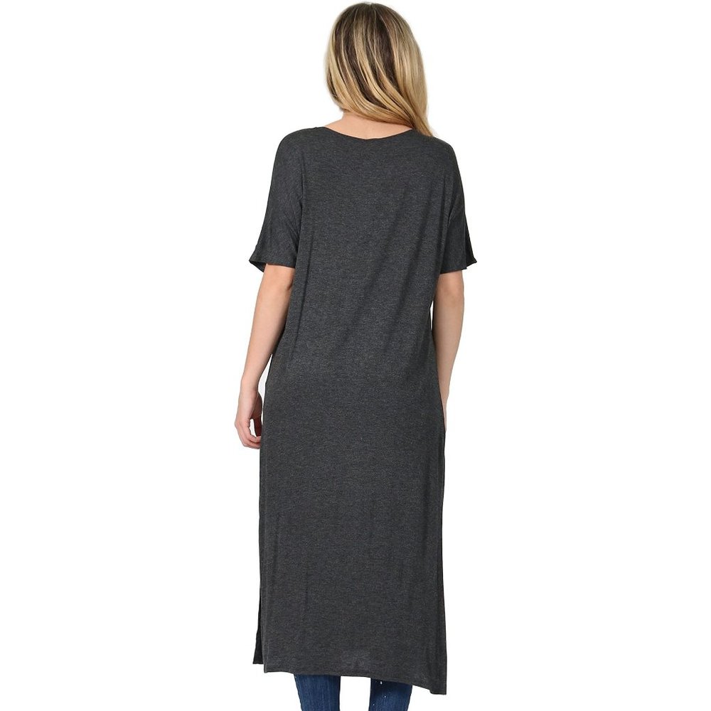 2 FOR $25 - Women's Heather Gray Casual Side Adjustable Snap Tunic Dress - NWT - Picture 3 of 9